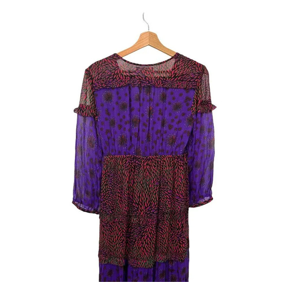 BA&SH Floral  Paris Gypsy Bohemian Midi V Neck Dress SIZE 4 NWT - Picture 9 of 12